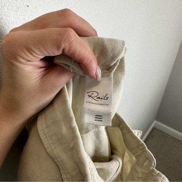 Rails Callie Linen Blend Jumpsuit Size M Women’s Cream Beige Collared Buttoned - Picture 10 of 15